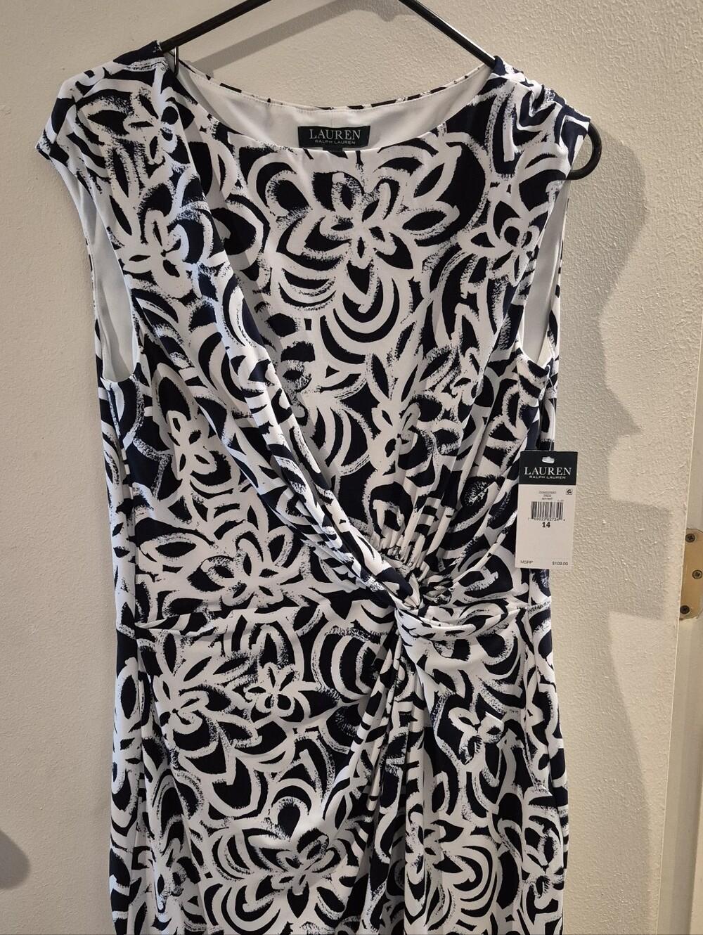 Lauren Ralph Lauren Black & White Floral Twist Sheath Dress